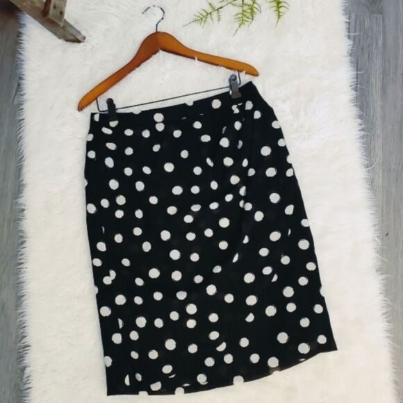 Jones New York Black White Polka Dot Pencil Skirt Size 8 - Picture 7 of 7